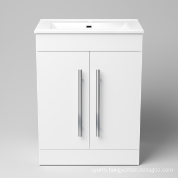 Elegant white lacquer solid wood bathroom vanity cabinet